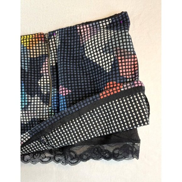 Trina Turk Mini Skirt Pencil Geometric Sz 12 Black Multi Color Mod 60s-70s Style - Picture 4 of 13